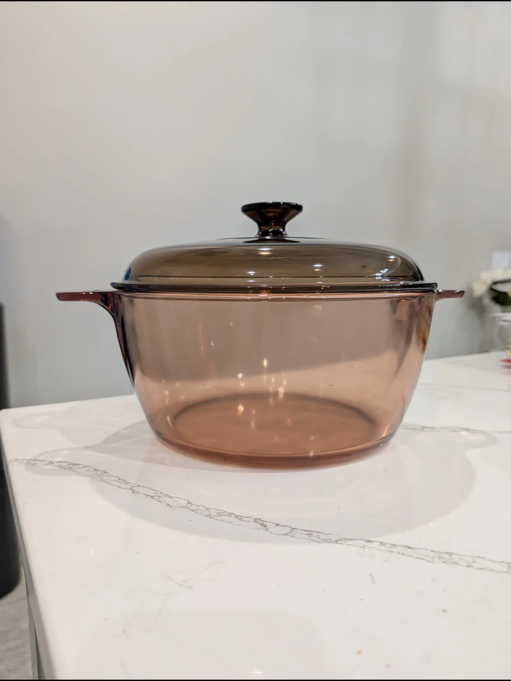 Vintage Visions 4.5L Amber Glass Dutch Oven Casserole Pot w/ Lid USA Pyrex